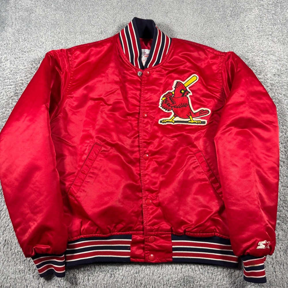 VTG 80s Starter Satin Jacket Mens Medium Red MLB St Louis Cardinals MLB USA Made